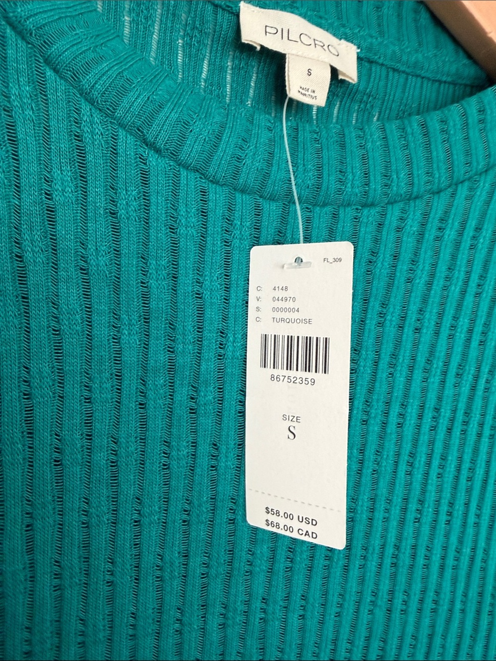 New NWT PILCRO Anthropologie Pilcro Sheer Layering Top Turquoise Small - Picture 5 of 7
